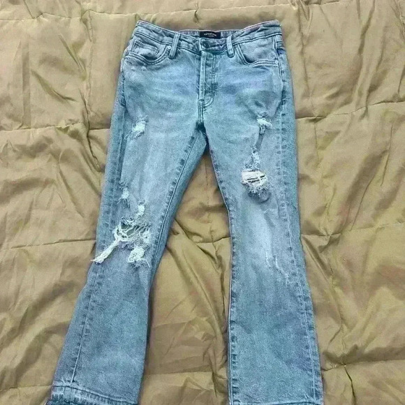 Earnest Sewn Blue Jeans Mud Rise Flare Crop Jane 27 - Picture 2 of 5